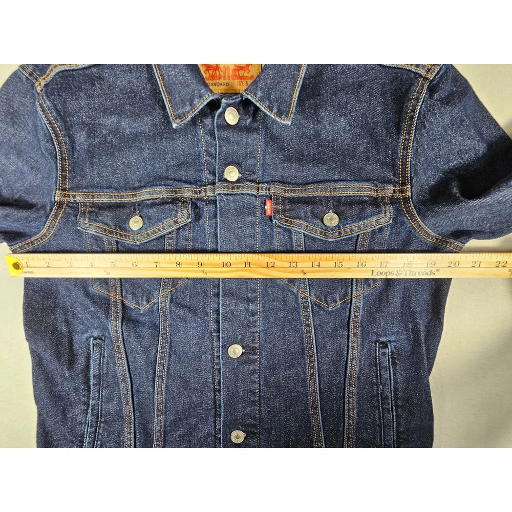 Levis Mens Standard Trucker Jacket Dark Wash‎ Denim Blue 723342761 Size S New